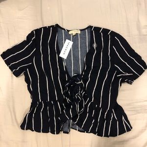 NWT LA Hearts Navy/White Striped Tie Top